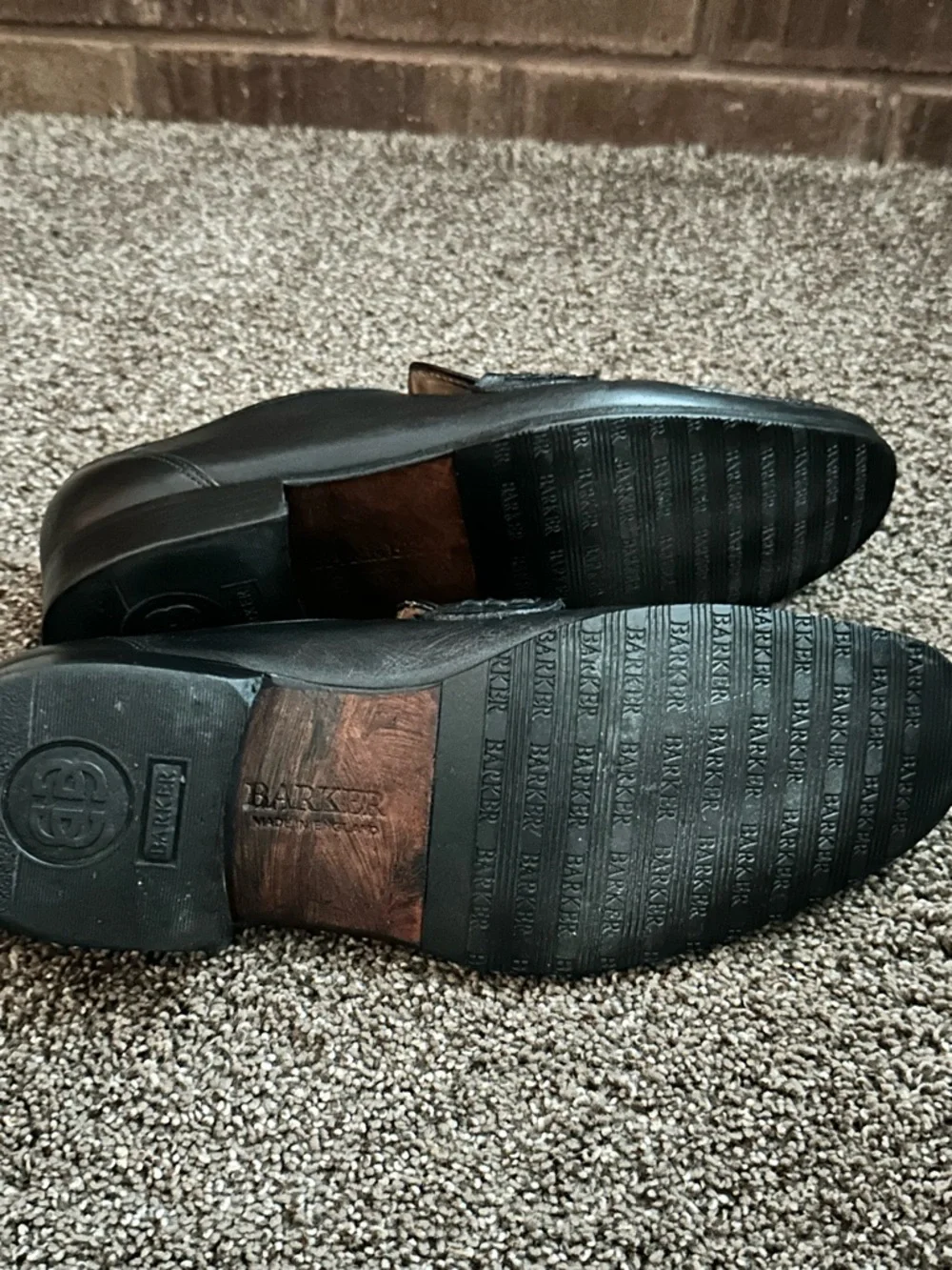Barker England Mens Handmade Black Leather Penny Loafers US 10.5 UK 9.5